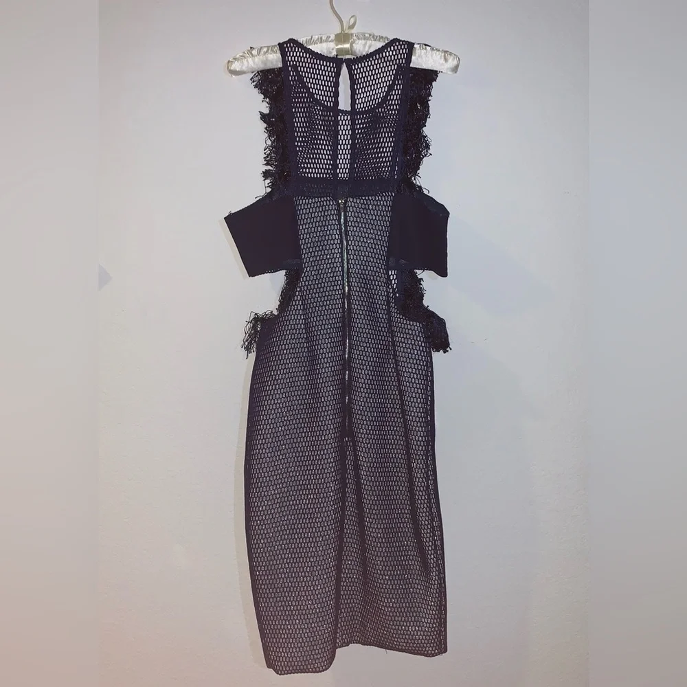 Navy Blue Eye-Catching Mesh Party Dress, Caribbean Queen, Size Medium - Picture 4 of 16